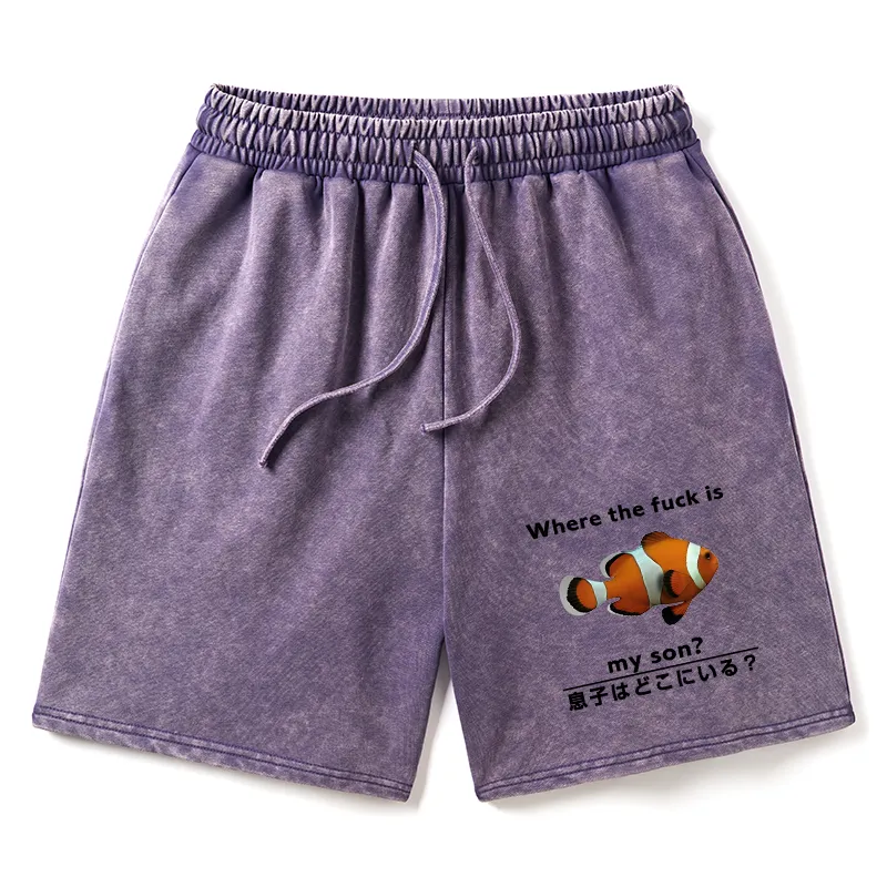 Tokyo-Tiger Fish Looking For Son Washed Shorts