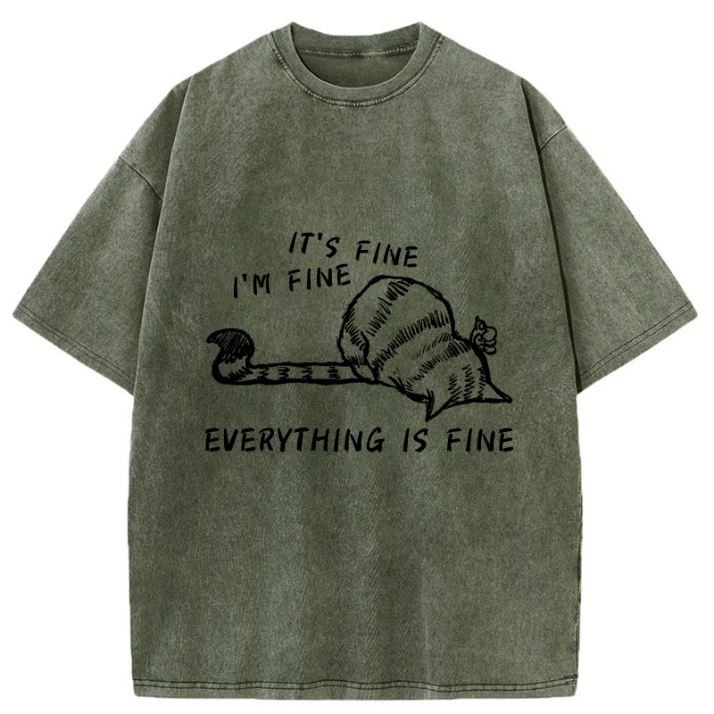 Tokyo-Tiger Everything Is Fine Washed T-Shirt