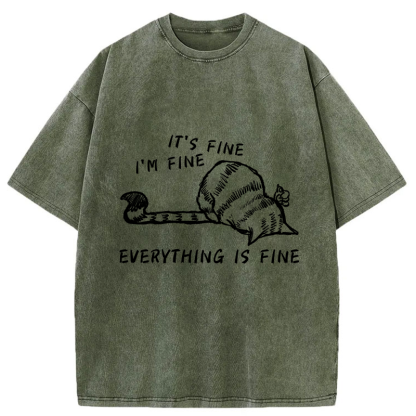 Tokyo-Tiger Everything Is Fine Washed T-Shirt