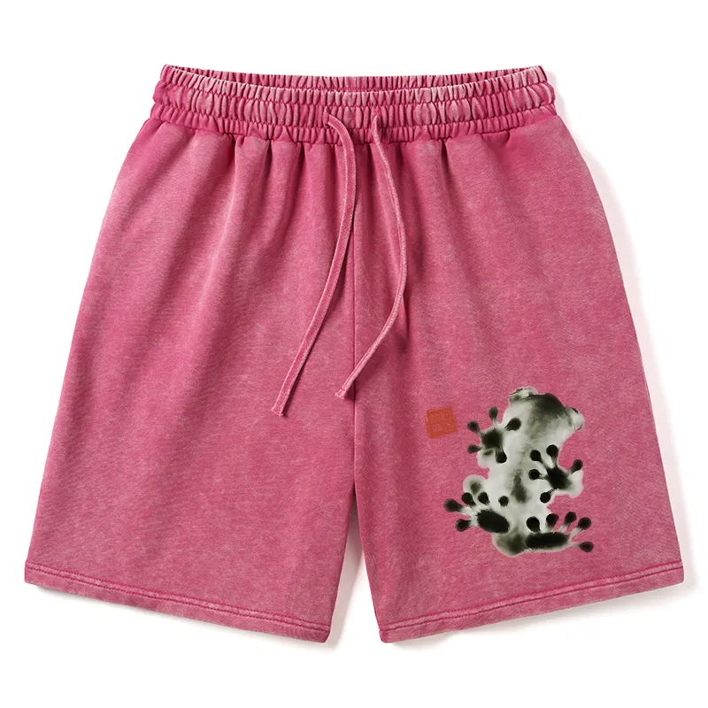 Tokyo-Tiger Ink Painting Frog Washed Shorts