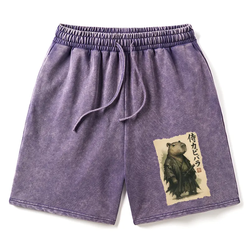Tokyo-Tiger Capybara Samurai Washed Shorts