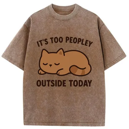 Tokyo-Tiger Kawaii Resting Cat Washed T-Shirt