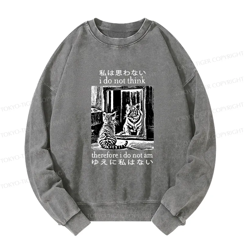 Tokyo-Tiger Thinking Cat Japanese Washed Sweatshirt