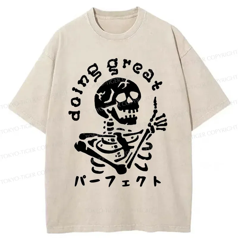 Tokyo-Tiger Encouragement Of The Skeleton Washed T-Shirt
