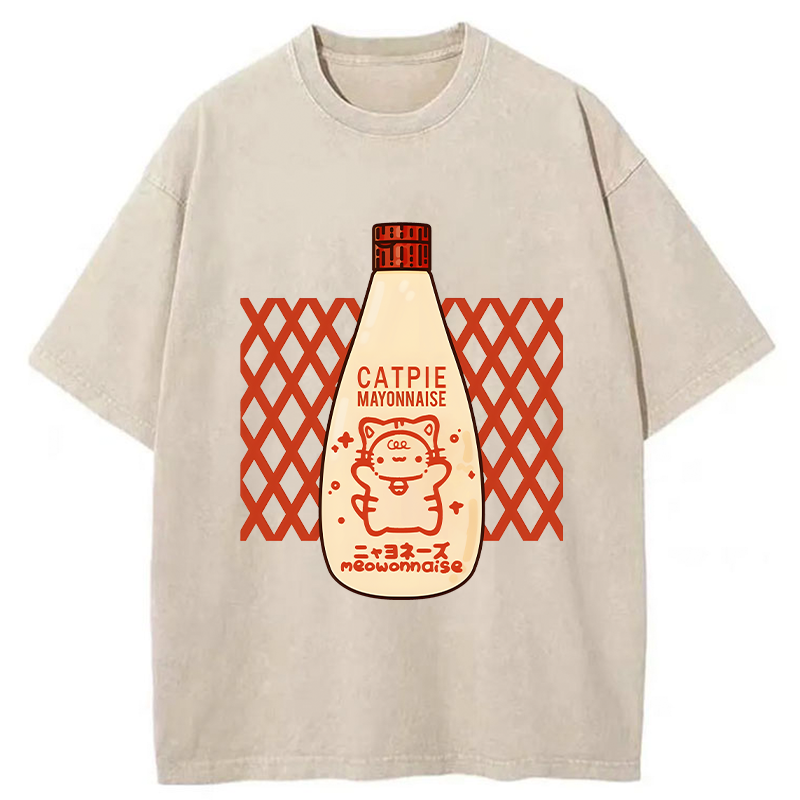 Tokyo-Tiger Catpie Mayonnaise Washed T-Shirt