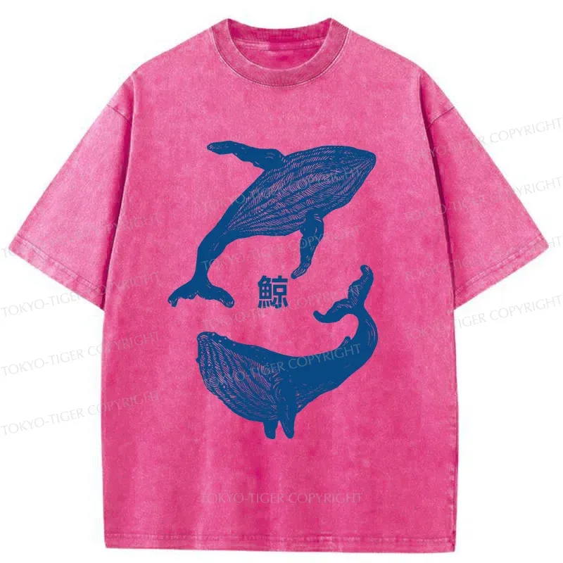 Tokyo-Tiger Japanese whale Washed T-Shirt