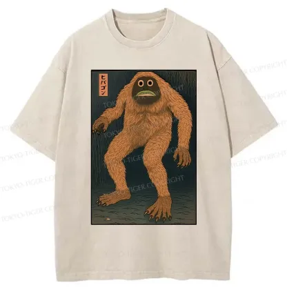 Tokyo-Tiger Japanese Long Hair Monster Washed T-Shirt