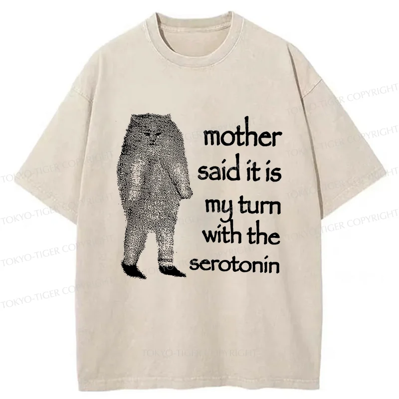 Tokyo-Tiger Cat Lacking Serotonin Washed T-Shirt