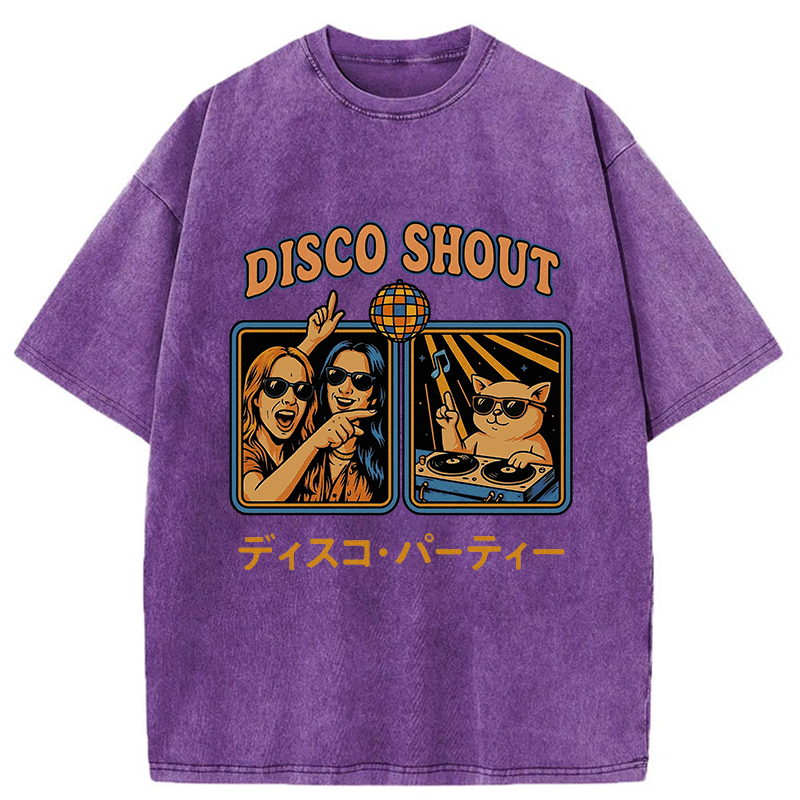 Tokyo-Tiger Shouting at Disco Cat Washed T-Shirt