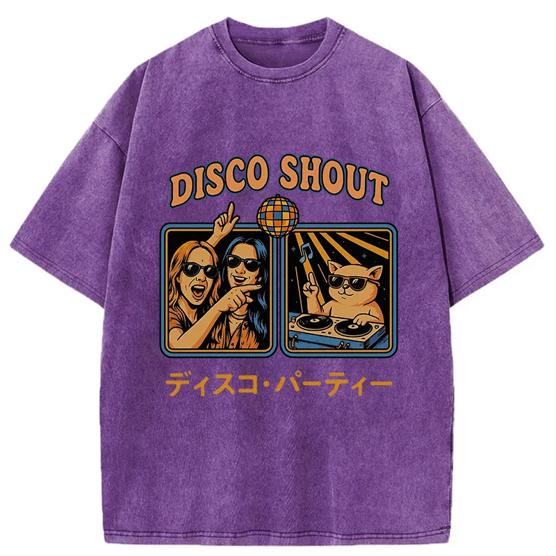 Tokyo-Tiger Shouting at Disco Cat Washed T-Shirt