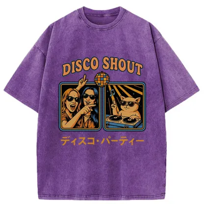 Tokyo-Tiger Shouting at Disco Cat Washed T-Shirt