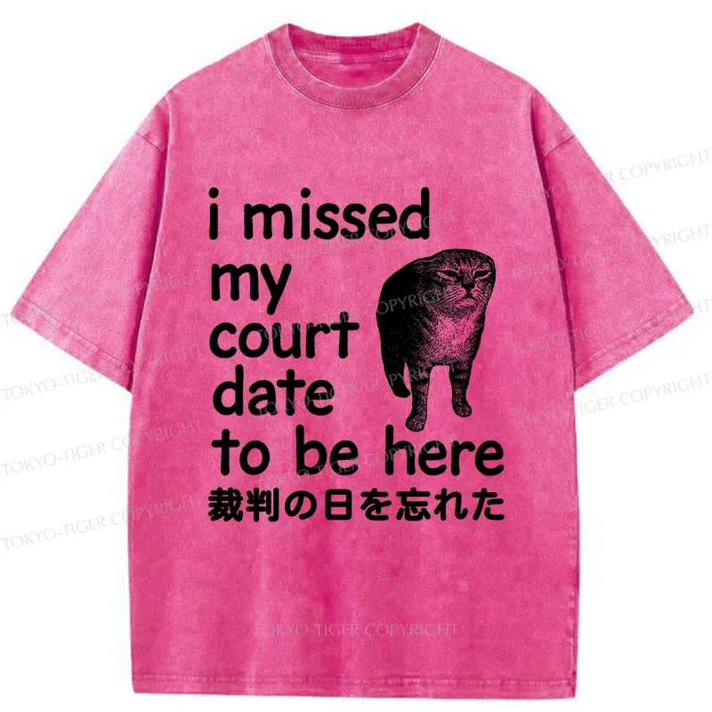 Tokyo-Tiger Funny Forgetful Cat Washed T-Shirt