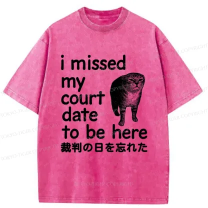 Tokyo-Tiger Funny Forgetful Cat Washed T-Shirt