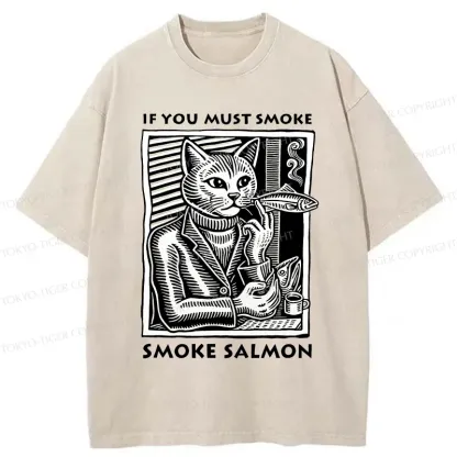 Tokyo-Tiger Elegant Cat Washed T-Shirt