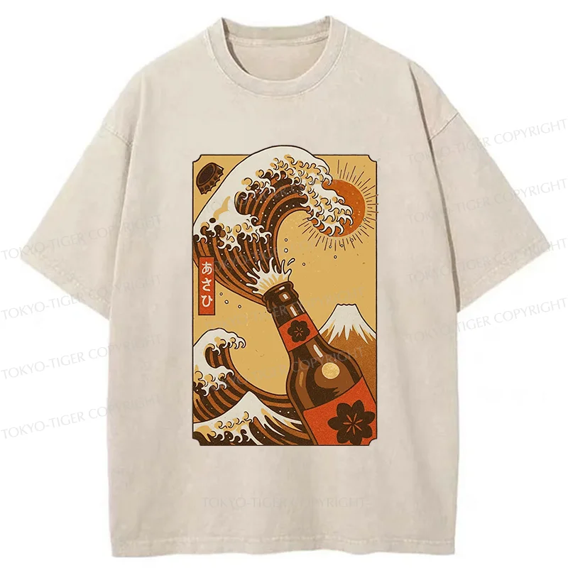 Tokyo-Tiger Vintage Japanese Beer Poster Washed T-Shirt