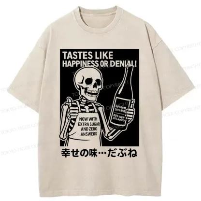 Tokyo-Tiger Taste Of Happiness Funny Washed T-Shirt