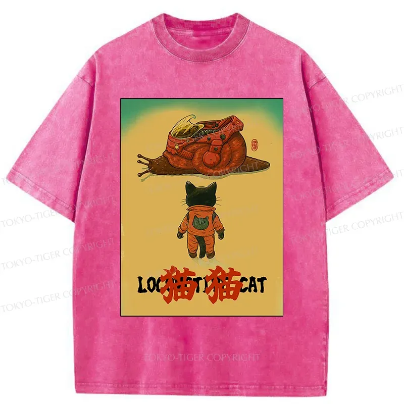 Tokyo-Tiger Locomotive Cat Washed T-Shirt