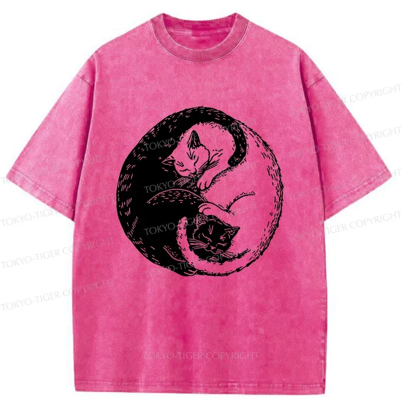 Tokyo-Tiger Yin Yang Cat Washed T-Shirt