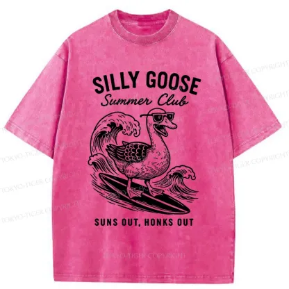 Tokyo-Tiger Stupid Goose Surfing Washed T-Shirt