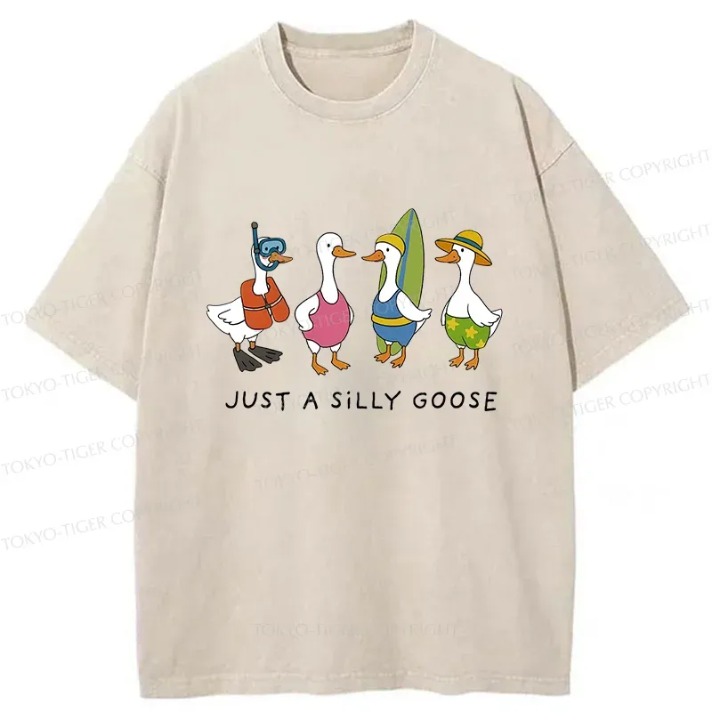 Tokyo-Tiger Stupid Geese Surfing Washed T-Shirt