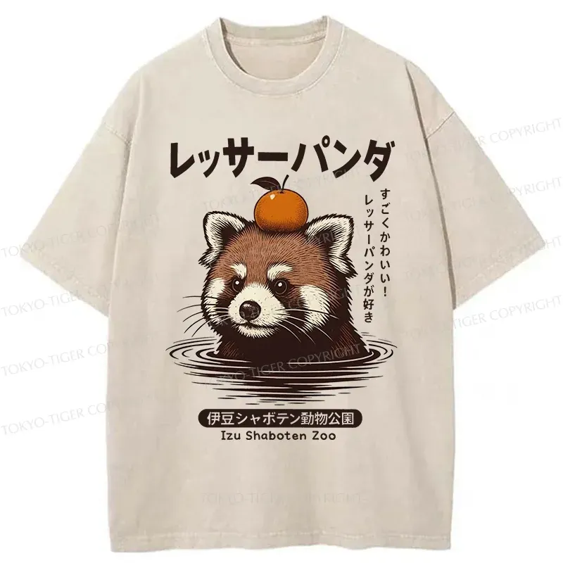 Tokyo-Tiger Cute Red Panda Washed T-Shirt