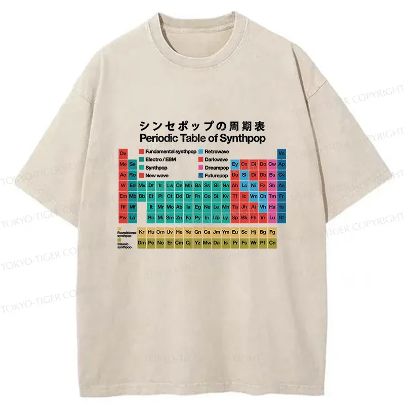 Tokyo-Tiger Music Periodic Table Washed T-Shirt