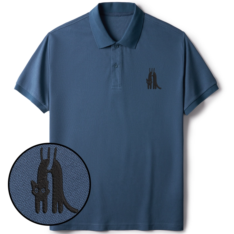 Tokyo-Tiger Funny Cat Being Held Embroidered Polo T-Shirt