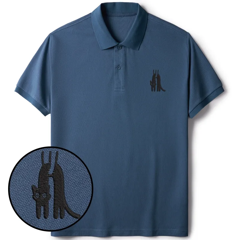 Tokyo-Tiger Funny Cat Being Held Embroidered Polo T-Shirt
