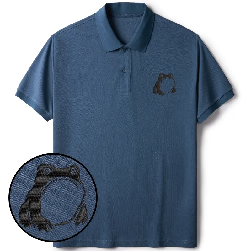 Tokyo-Tiger Matsumoto Hoji Woodblock Print Frog Embroidered Polo T-Shirt