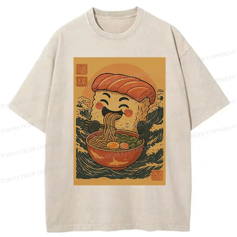 Tokyo-Tiger Sushi And Ramen Washed T-Shirt