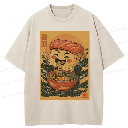 Tokyo-Tiger Sushi And Ramen Washed T-Shirt