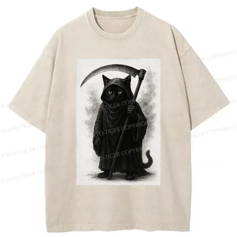 Tokyo-Tiger Death Cat Washed T-Shirt