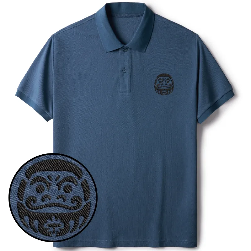 Tokyo-Tiger Japanese Daruma Embroidered Polo T-Shirt