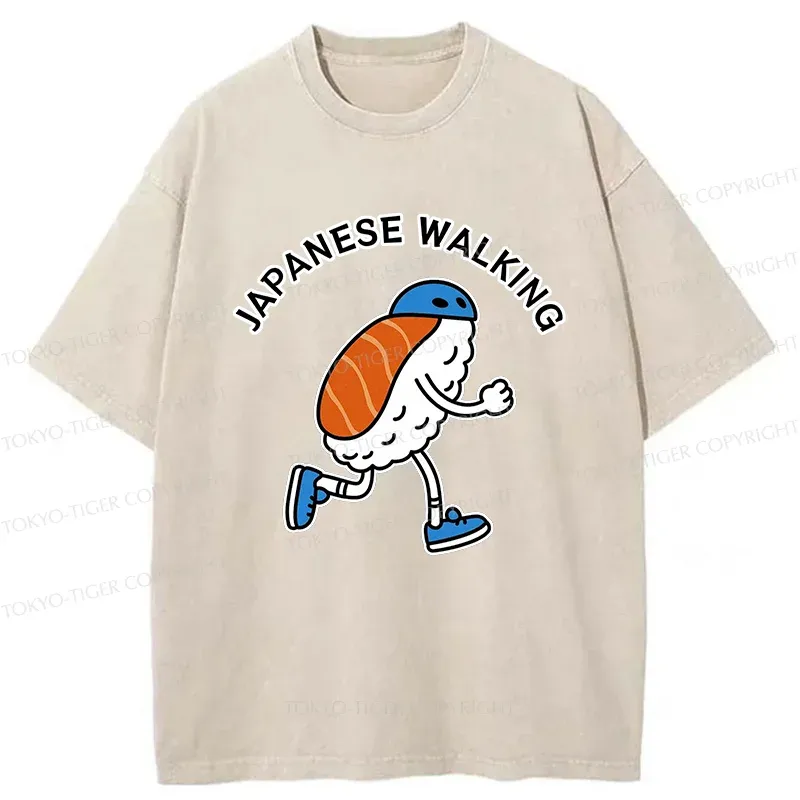 Tokyo-Tiger Japanese Walking Washed T-Shirt