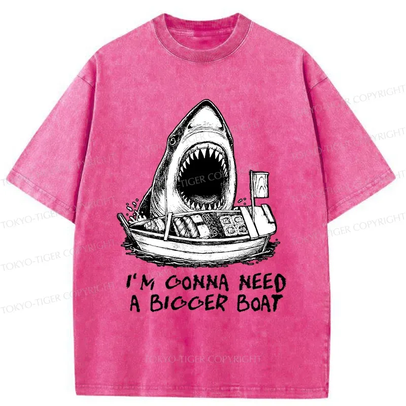 Tokyo-Tiger Shark Eating Sushi Washed T-Shirt