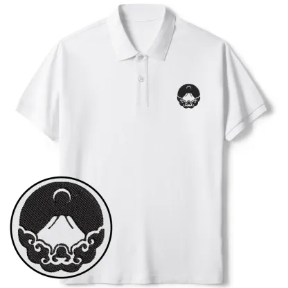 Tokyo-Tiger Mount Fuji Covered In Clouds Embroidered Polo T-Shirt
