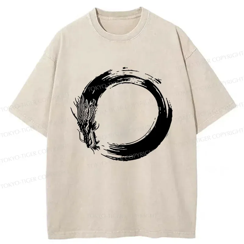 Tokyo-Tiger Dragon's Circle Washed T-Shirt