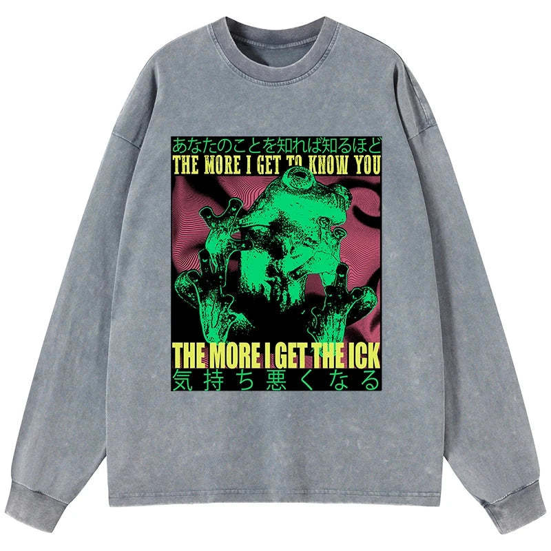 Tokyo-Tiger Scary Frog Japanese Washed Long Sleeve T-Shirt Sale