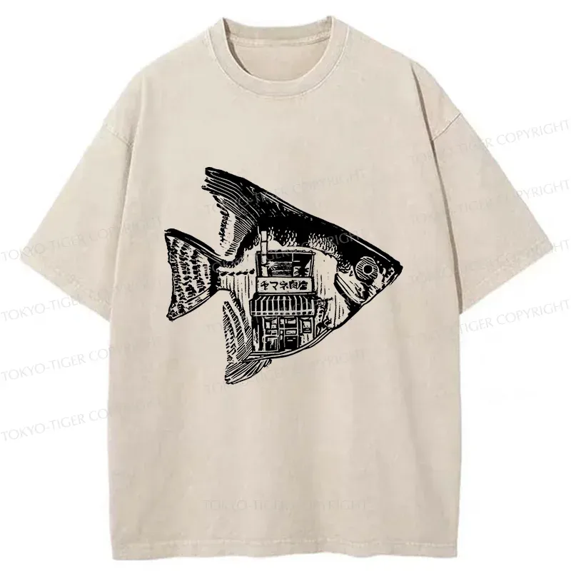 Tokyo-Tiger Grilled Fish Restaurant Washed T-Shirt