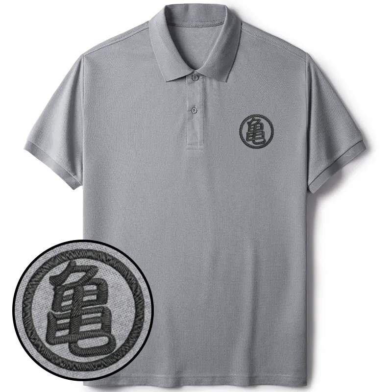 Tokyo-Tiger Kame Janpanese Kanji Embroidered Polo T-Shirt