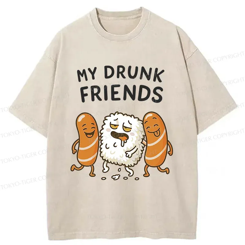 Tokyo-Tiger Drunk Sushi Washed T-Shirt
