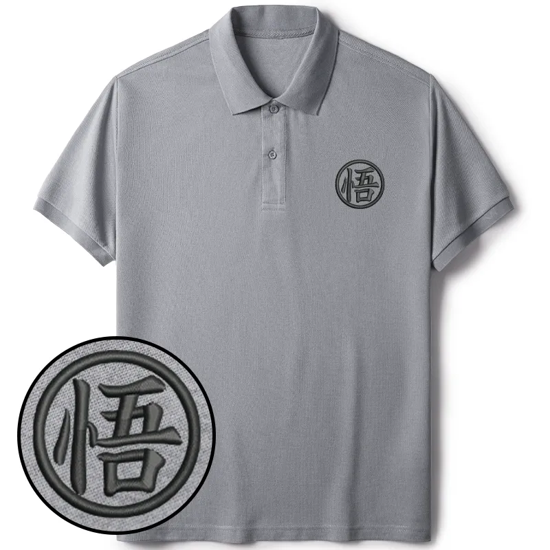 Tokyo-Tiger Enlightenment Janpanese Kanji Embroidered Polo T-Shirt