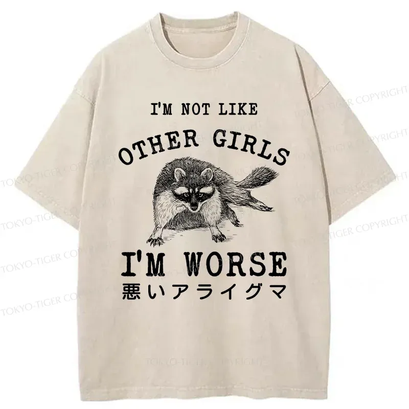 Tokyo-Tiger Bad Raccoon Funny Washed T-Shirt