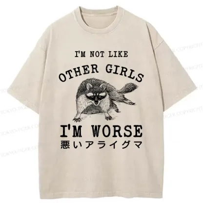 Tokyo-Tiger Bad Raccoon Funny Washed T-Shirt