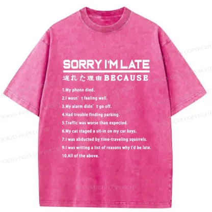 Tokyo-Tiger Reason For Being Late Washed T-Shirt