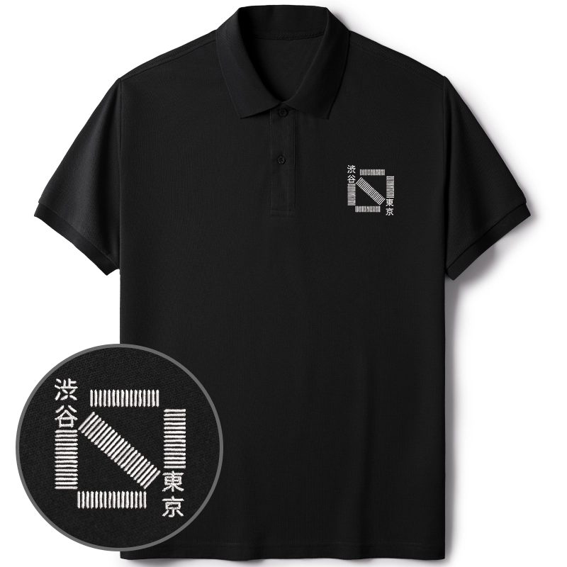Tokyo-Tiger Shibuya Crossing Embroidered Polo T-Shirt