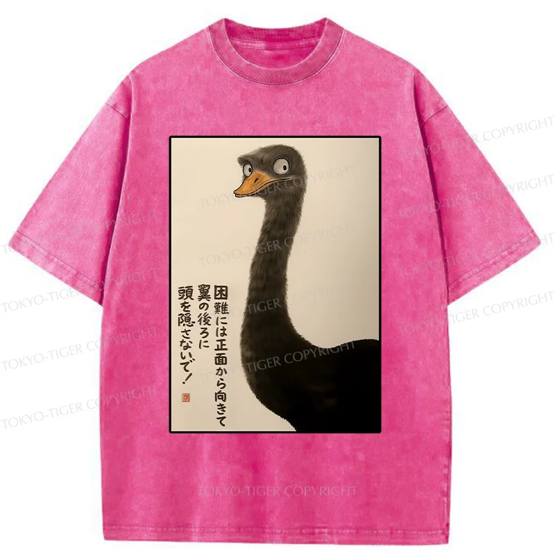 Tokyo-Tiger Avoid Difficulties Funny Washed T-Shirt