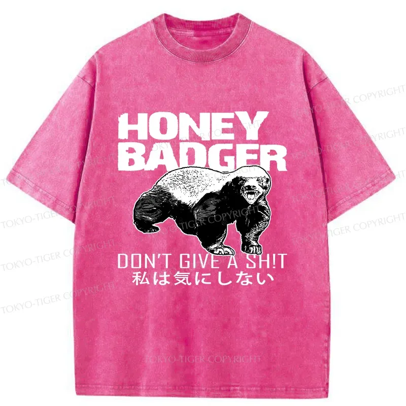 Tokyo-Tiger Honey Badger Funny Washed T-Shirt