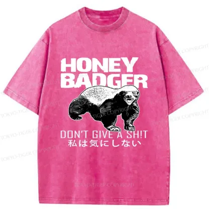 Tokyo-Tiger Honey Badger Funny Washed T-Shirt