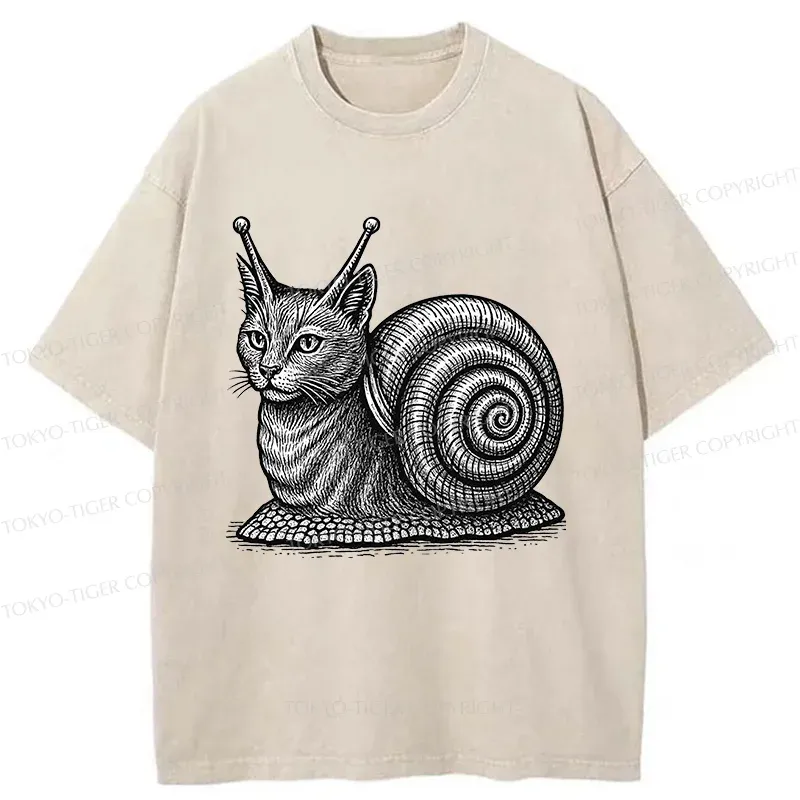Tokyo-Tiger Snail Cat Washed T-Shirt